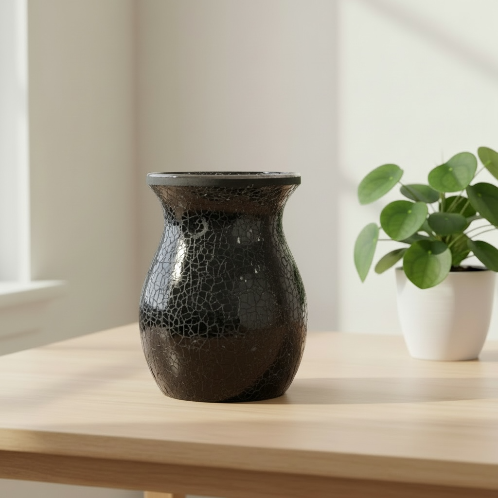 Large black crackle oil burner & wax warmer