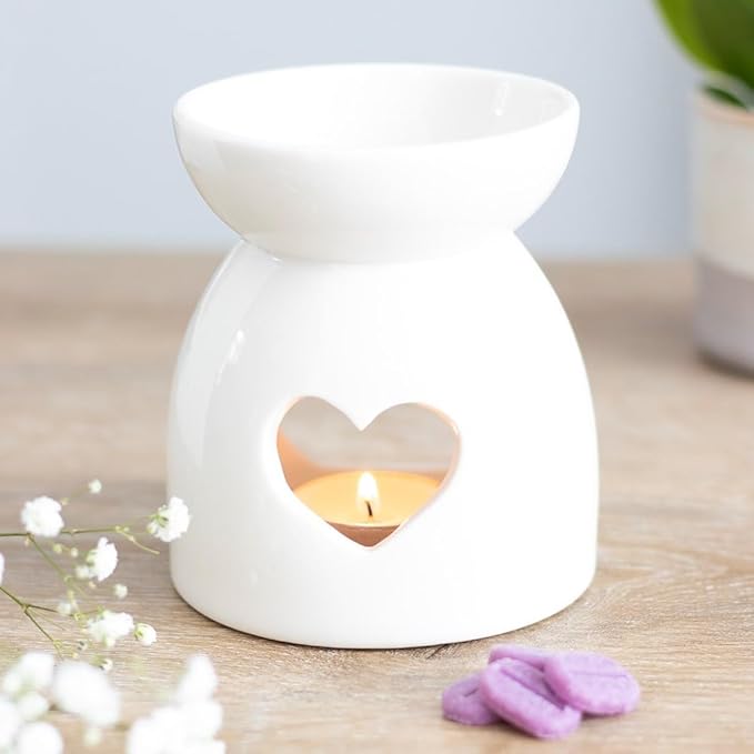 Ceramic white heart wax melt burner