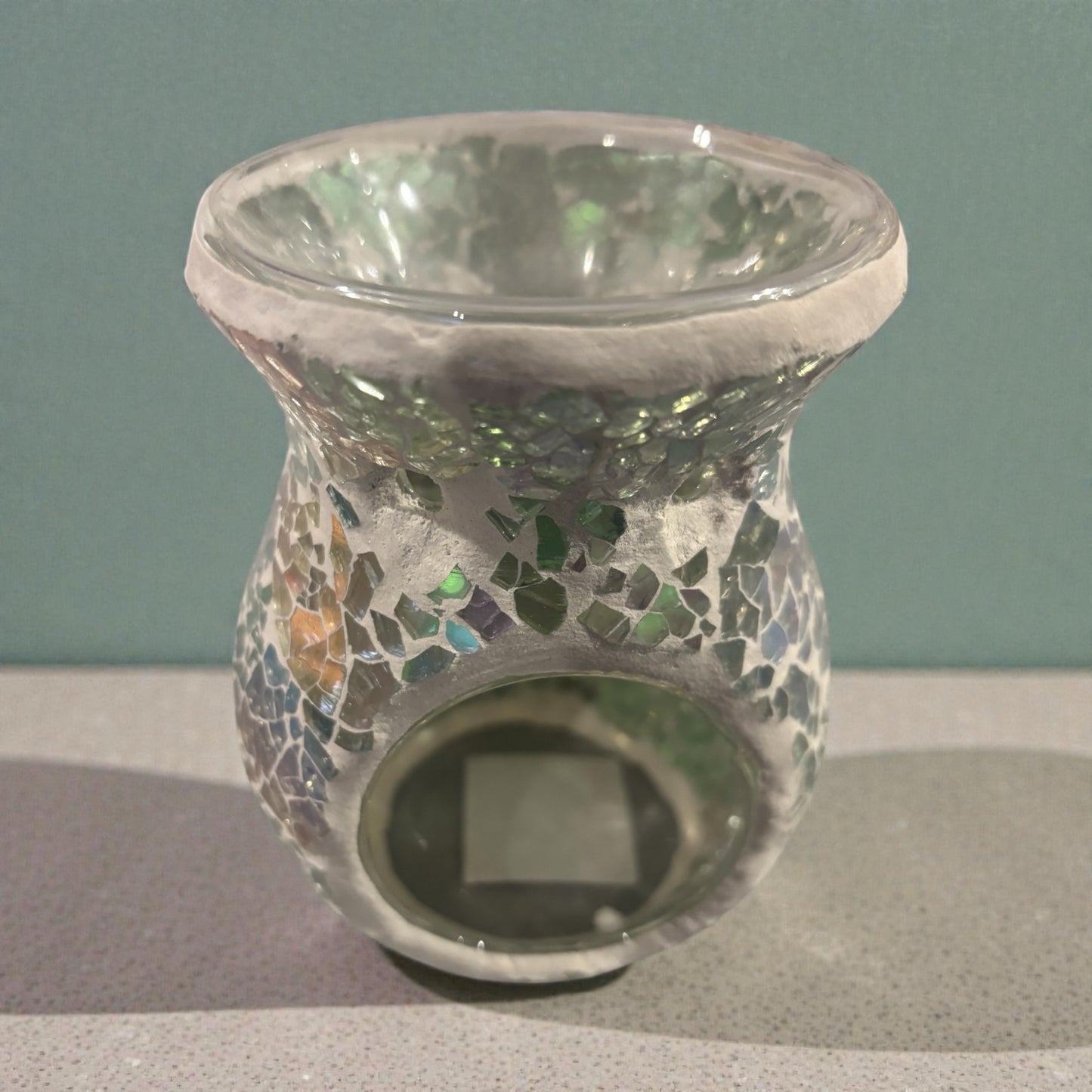 Cloud Blue crackle effect oil burner / wax warmer