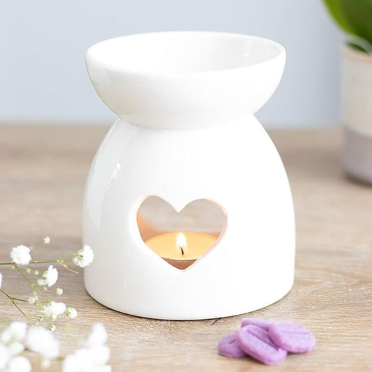 Ceramic white heart wax melt burner