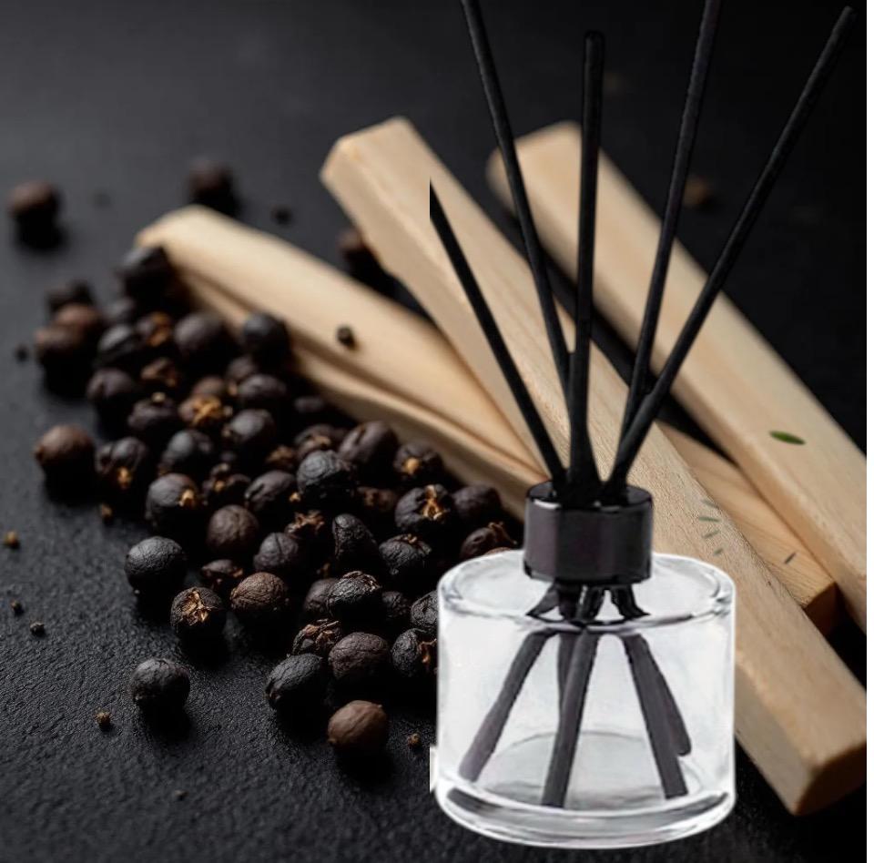 Sandalwood and Black Pepper fragranced vegan reed diffuser