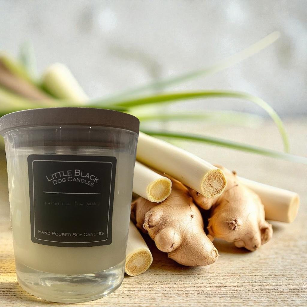 Lemongrass and Ginger fragranced soy wax candle