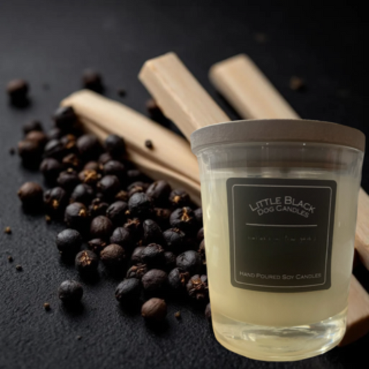 Sandalwood and Black Pepper fragranced soy wax candle
