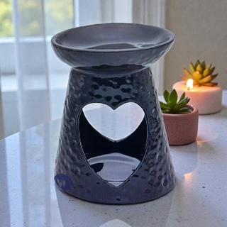 Grey ceramic heart wax melt burner