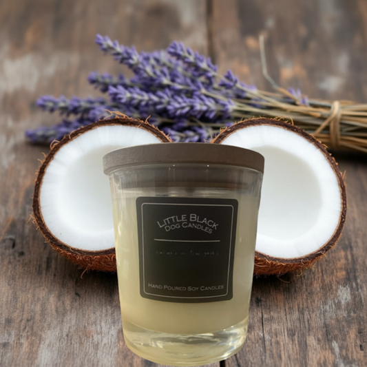 Coconut Milk & Lavender fragranced vegan soy wax candle